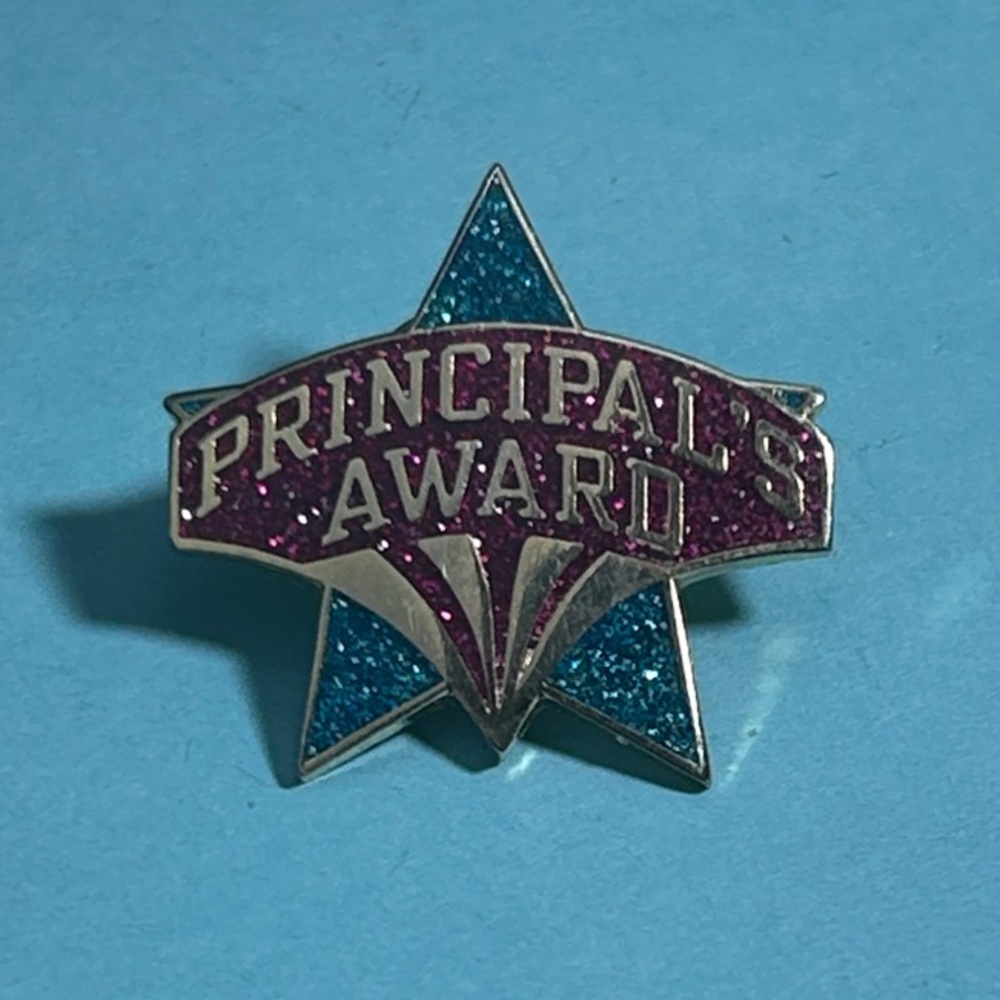 Principal's Award Star Brooch - Pink and Blue